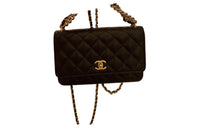CHANEL Cow Leather Shoulder Bag Crossbody Bag Medium Size Women's Black