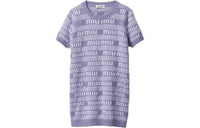 MIU MIU Logo-Intarsia Knitted Mini Dress