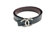 CHANEL Cow Leather Belts Women's Black Width  3CM