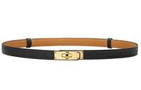 HERMES Cow Leather Leather Belts Women's Black 1.8cm