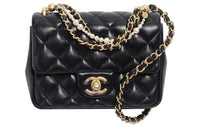 CHANEL Lambskin Shiny Mouth Cover Bag Crossbody Bag Mini Women's Black
