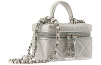 CHANEL Cow Leather Box Bag, Handbag, Shoulder Bag, Crossbody Bag Small Size Women's Silver