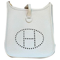 HERMES Evelyne Clemence Leather Ivorie Shoulder Bag Crossbody Bag Mini Women's Pearl White