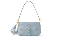LOUIS VUITTON Diane Embossed Grained Cow Leather Croissant Handbag Shoulder Bag Crossbody Bag Women's Blue