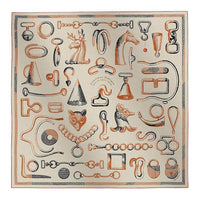 HERMES Cashmere Shawls Women's Natural Color/Brown/Black