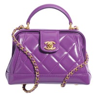 CHANEL Polished Lambskin Portable Crossbody Bag Shoulder Bag Mini Women's Purple