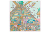 HERMES Silk Scarves Women's Fuchsia/Light Green/Camel