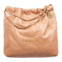 CHANEL Cow Leather With Metal Bucket Bag Handbag Shoulder Bag Women's Dark Beige