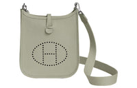 HERMES Evelyne Clemence Bullock Leather Crossbody Bag Shoulder Bag Mini Women's Snowy Gray