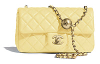 CHANEL Classic Flap CF Sheepskin Flap Bag, Shoulder Bag, Crossbody Bag Regular Women's Yellow