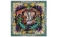 HERMES Silk Scarves Women's Black/Green/Orange