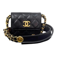 CHANEL Grained Embossed Cow Leather Wealth Bag Chain Bag Shoulder Bag Crossbody Bag Women's Black
