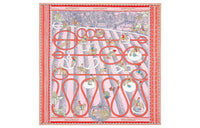 HERMES Silk Scarves Women's Rose Pink/Blue/Beige