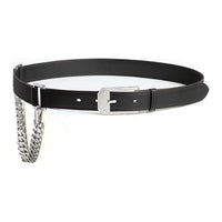 HERMES Equipped With Chain Metal Pin Buckle Calfskin Leather Belts Unisex Black Width 2.6cm