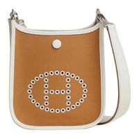 HERMES Evelyne Officier Canvas With Swift Calfskin Evelyn Shoulder Bag, Crossbody Bag Women's Sand Dune & Light Gray