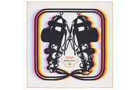 HERMES Silk Scarves Unisex Cream/Black/Neon Pink
