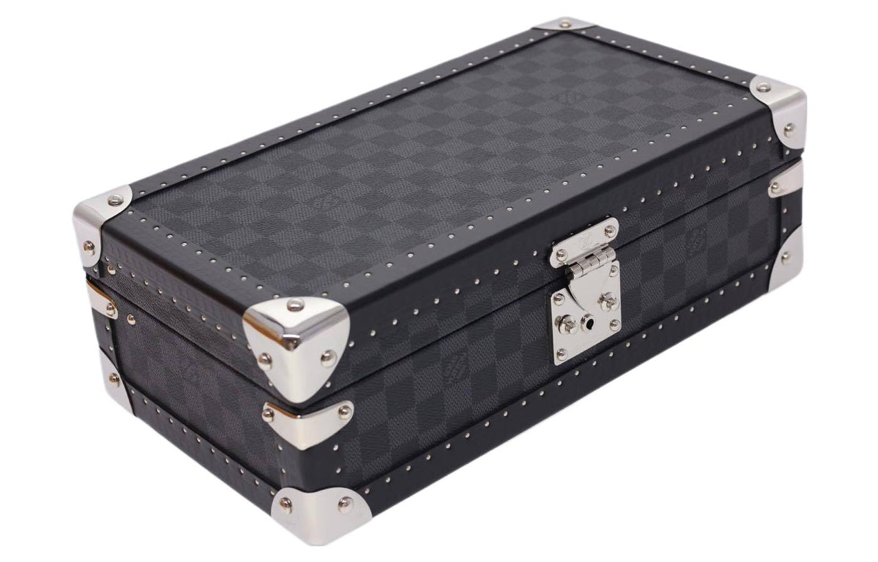 LOUIS VUITTON Canvas Wristwatch Storage Box Men's Blue Black