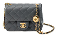 CHANEL Lambskin Chain Bag Shoulder Bag Crossbody Bag Women's Dark Gray