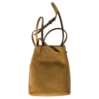 MIU MIU Sheepskin Shoulder Bag Trumpets Women's Olive Brown