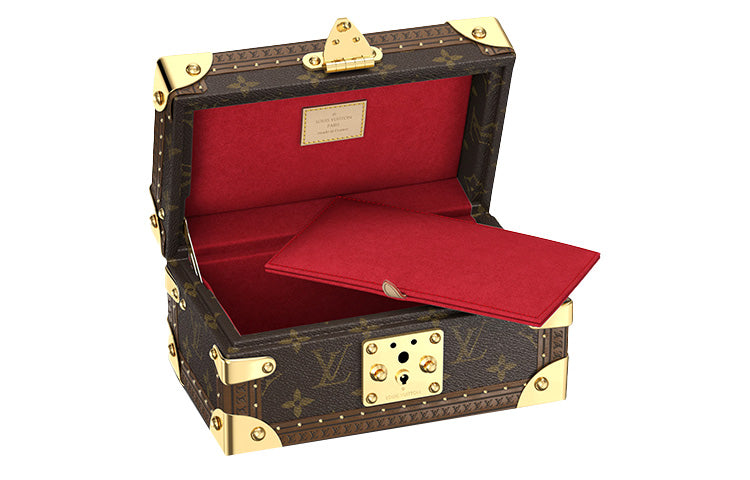 LOUIS VUITTON Coated Canvas Storage Box Hard Case Unisex Brown