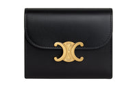 CELINE Triomphe Calfskin Wallet Small Size Women's Black