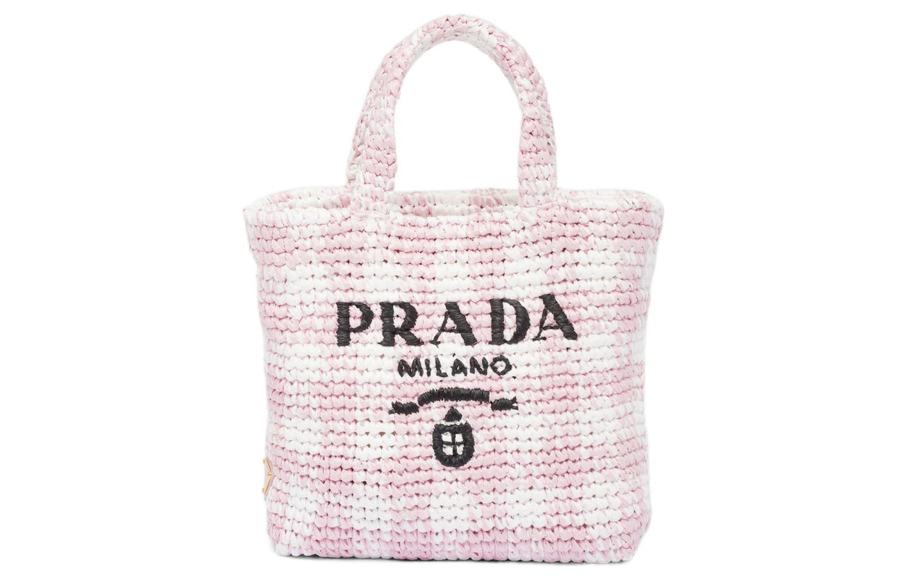 PRADA Straw, Wicker, And Raffia Handbag Small Size Women's Snow Pink