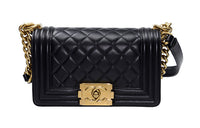 CHANEL LEBOY Calfskin Shoulder Bag Crossbody Bag Small Size Women's Black