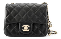 CHANEL Lambskin Mouth Cover Bag Crossbody Bag Shoulder Bag Women's Black