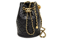 CHANEL Sheepskin Bucket Bags Shoulder Bag Crossbody Bag Regular Women's Black
