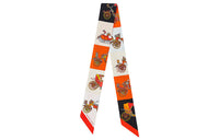 HERMES Silk Scarves Unisex Orange/Black