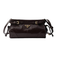PRADA Leather Shoulder Bag Trumpets Women's Dark Brown