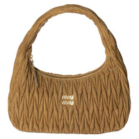 MIU MIU Wander Series Suede Shoulder Bag Women's Brown Green