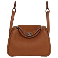 HERMES Lindy Clemence Bullock Leather Handbag Shoulder Bag Crossbody Bag Mini Women's 37 Gold Gold Brown