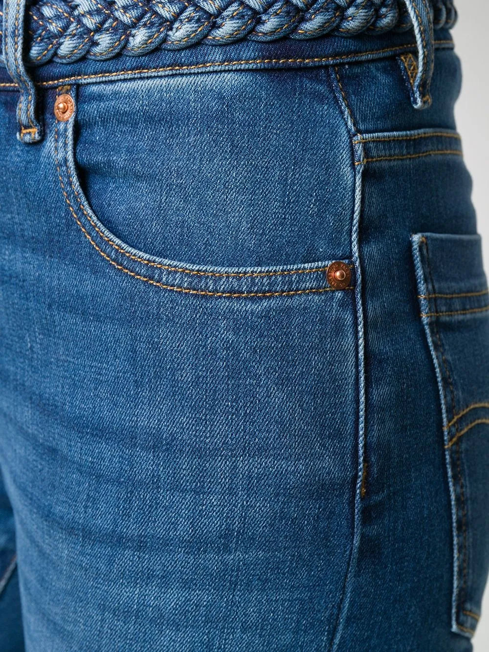 Valentino Garavani Braided-Waistband Skinny Jeans