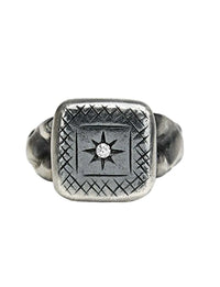 Bottega Veneta Silver Cubic Zirconia Square Ring
