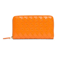 Bottega Veneta Intrecciato Patent Leather Zip Around Wallet