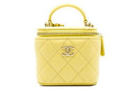 CHANEL Sheepskin Box Bag Handbag Shoulder Bag Crossbody Bag Women's Yellow