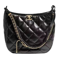 CHANEL Lambskin Hobo Bag Slouchy Bag Handbag Shoulder Bag Women's Black