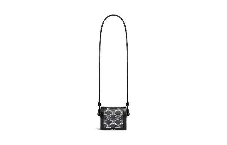 CELINE Cow Leather Shoulder Bag, Crossbody Bag, Wallet Men's Silver/Black