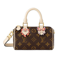 LOUIS VUITTON NANO SPEEDY Coated Canvas With Leather Handbag Shoulder Bag Crossbody Bag Extra Mini Women's Brown
