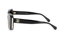 CHANEL Plate Frame Cat Eye Sunglasses Women's Black