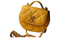 CHANEL Shiny Calfskin Shoulder Bag Crossbody Bag Women's Yellow