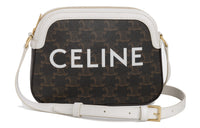 CELINE Cow Leather Shoulder Bag Women's Brown/White