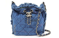 CHANEL Denim Bucket Bags Shoulder Bag Crossbody Bag Small Size Women's Blue