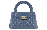 CHANEL Calfskin Crossbody One Shoulder Handbags Mini Women's Gray Blue