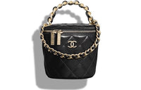 CHANEL Calfskin Prosperity Bucket Bag Handbag Small Size Women's Black/Pink/Purple