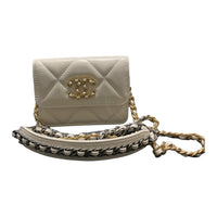 CHANEL Bright Lambskin Clutches Shoulder Bag Crossbody Bag Women's White