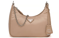 PRADA Hobo Re-Edition Nylon Shoulder Bag Handbag Shoulder Bag Women's Nude