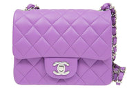 CHANEL Classic Flap CF Sheepskin Square Fatty Shoulder Bag Crossbody Bag Mini Women's Purple