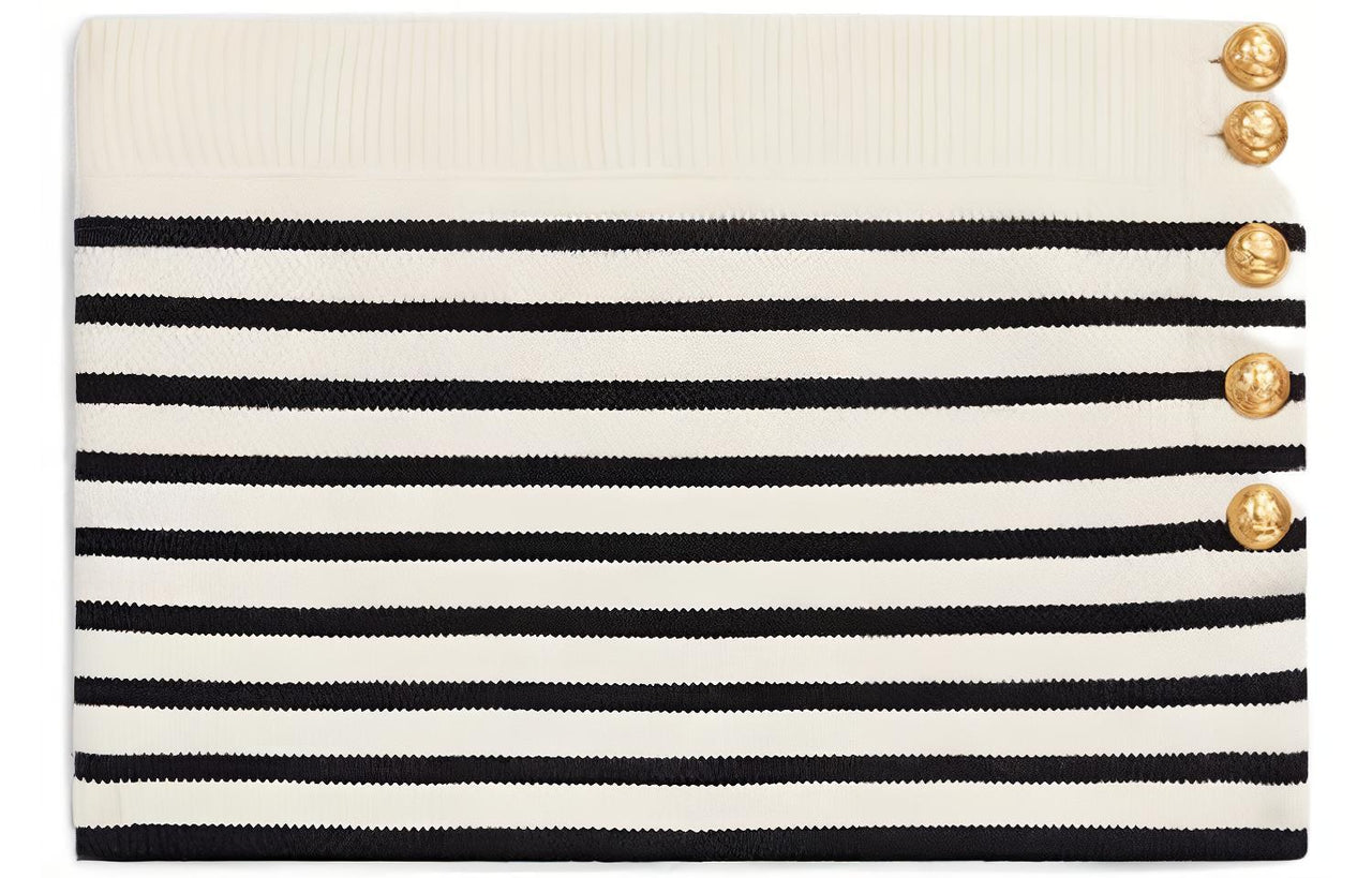 CELINE SS22 Women's Striped Print Fitted Crop Top White